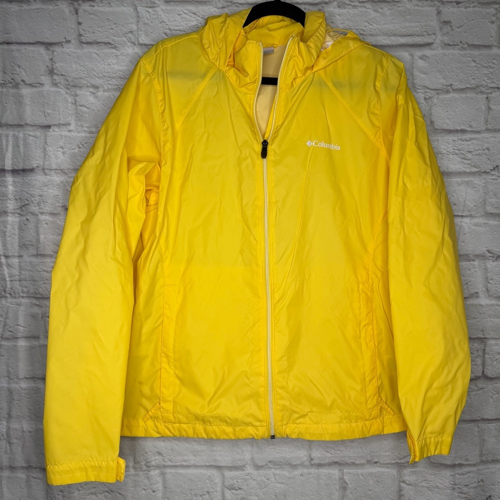 Columbia Women’s Bright Yellow Hooded Windbreaker Jacket - Size: XL